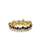 Suzanne Kalan 18k Yellow Gold Fireworks Black Sapphire & Diamond Scattered Double Row Band