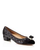 Salvatore Ferragamo Vara Quilted Leather And Patent Leather Pumps