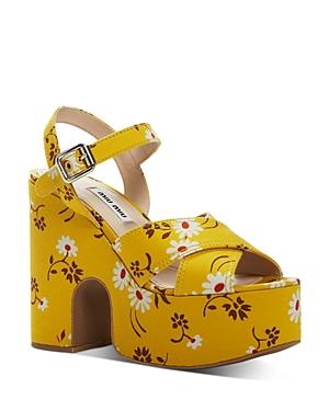 Miu Miu Women's Calzature Donna Floral Print Platform Sandals