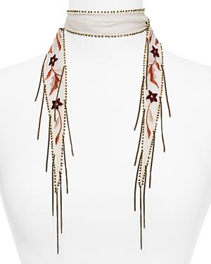 Chan Luu Star Floral Embroidered Skinny Scarf
