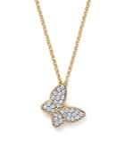 Roberto Coin 18k Yellow Gold Tiny Treasures Princess Diamond Butterfly Necklace, 18