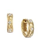 David Yurman 18k Yellow Gold Modern Renaissance Diamond Huggie Earrings