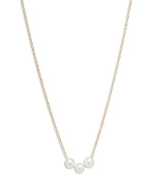 Zoe Chicco 14k Yellow Gold White Pearls Cultured Freshwater Pearl Trio Statement Necklace, 16-18