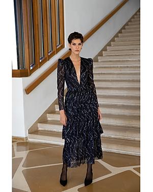 Sabina Musayev Carolina Tiered Shimmer Midi Dress