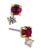 Nadri Gemma Cubic Zirconia & Red Mother Of Pearl Drop Earrings In 18k Gold Plated
