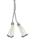 Lagos 18k Gold And Sterling Silver Caviar Icon Cultured Freshwater Pearl Tassel Lariat Necklace, 42