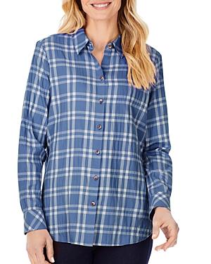 Foxcroft Rhea Puckered Button Front Shirt