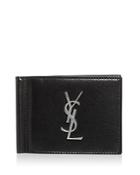 Saint Laurent Leather Money Clip Bifold Card Case