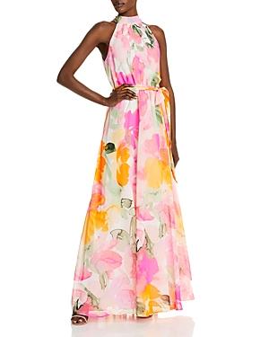 Eliza J Floral Halter Gown