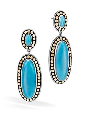 John Hardy Sterling Silver And 18k Bonded Gold Dot Oval Drop Earrings With Turquoise - 100% Exclusive
