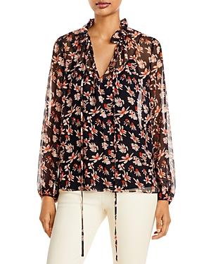 Jason Wu Floral Print Ruffled Silk Blouse