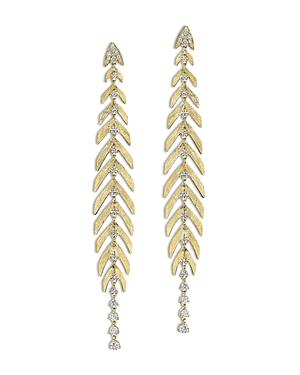 Hueb 18k Yellow Gold Bahia Diamond Vine Linear Drop Earrings