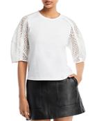 3.1 Phillip Lim Broderie Anglaise Combo Tee