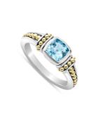Lagos 18k Yellow Gold & Sterling Silver Caviar Color Blue Topaz Ring