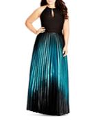 City Chic Pleated Ombre Maxi Dress