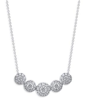Bloomingdale's Diamond Halo Curved Bar Necklace In 14k White Gold, 1.0 Ct. T.w. - 100% Exclusive