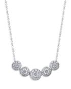 Bloomingdale's Diamond Halo Curved Bar Necklace In 14k White Gold, 1.0 Ct. T.w. - 100% Exclusive