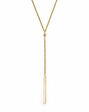 14k Yellow Gold Rope Chain Bar Drop Necklace, 18