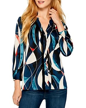 Nic+zoe Blue Waves Button Front Shirt
