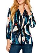 Nic+zoe Blue Waves Button Front Shirt