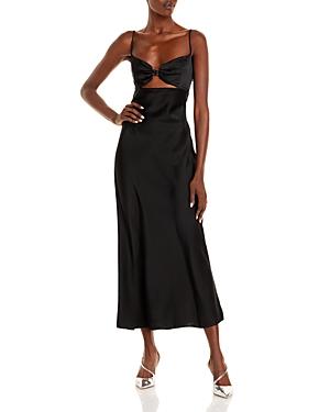 David Koma Logo Bra Detail Satin Midi Dress