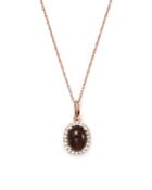Smokey Topaz And Diamond Pendant Necklace In 14k Rose Gold, 17