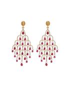 Gurhan 24k/22k/18k Yellow Gold & Platinum Ruby Chandelier Earrings