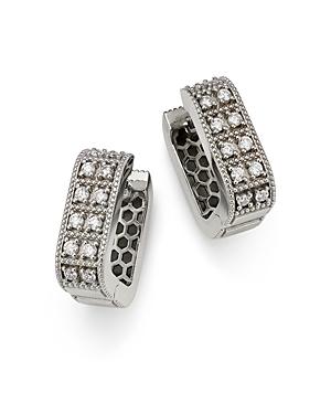 Alberto Amati Sterling Silver Diamond Double Row Square Hoop Earrings