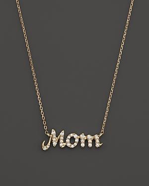 Diamond Mom Pendant Necklace In 14k Yellow Gold, .13 Ct. T.w.