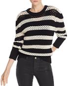 Frame Striped Open-knit Wool Sweater