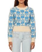 Sandro Hughes Wool & Cashmere Floral Jacquard Sweater