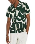 Reiss Soul Monstera Leaf Print Regular Fit Short Sleeve Shirt