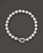 Cultured Freshwater Pearl Bracelet With Diamond Accent Clasp, 7mm