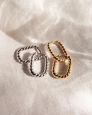 Luv Aj Twisted Rope Oval Huggie Hoop Earrings In Gold Tone
