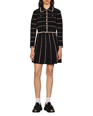 Sandro Textured Contrast-trim Jacket