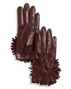 Maison Fabre Short Leather Gloves With Fringe Pom
