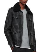 Allsaints Castle Shearling-collar Leather Jacket