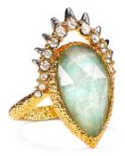 Alexis Bittar Elements Crystal Studded Spur Framed Amazonite Ring
