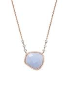 Meira T 14k Rose And White Gold Chalcedony Necklace With Diamonds, 14
