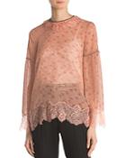 The Kooples Candy Flowers Pes Lace Top