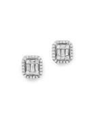 Diamond Baguette And Round Stud Earrings In 14k White Gold, .50 Ct. T.w.