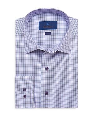 David Donahue Sky With Purple Plaid Twill Fusion Shirt