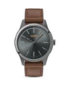 Hugo #dare Brown Leather Watch, 42mm