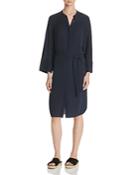 Vince Silk Shirred Shirt Dress