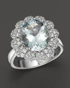 Aquamarine And Diamond Statement Ring In 14k White Gold