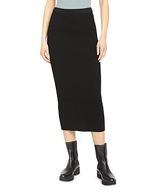 Theory Ribbed Straight Midi Skirt