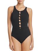 Amoressa M Holly High Neck Solid One Piece Swimsuit