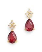 Bloomingdale's Ruby & Diamond Small Drop Earrings In 14k Yellow Gold - 100% Exclusive