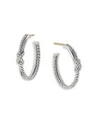 David Yurman Sterling Silver & Diamond Petite X Hoop Earrings