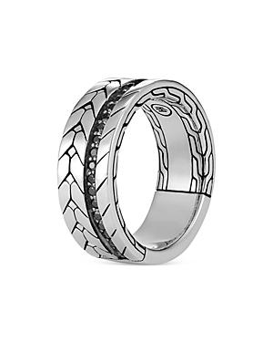 John Hardy Men's Sterling Silver Classic Chain Black Sapphire & Black Spinel Band